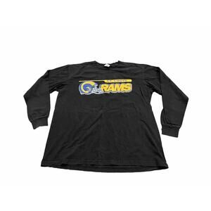 Vtg World Xpress Mens Black NFL St Louis Rams Long Sleeve Shirt Size XL USA
